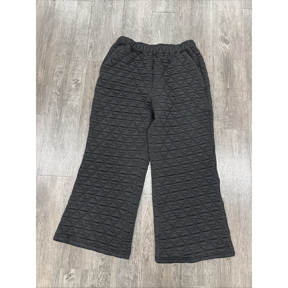 Unbranded Womens XL Black Diamond Quilted Pattern Pants Flat Front
